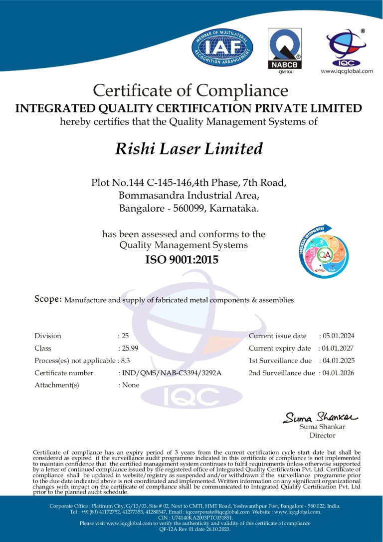 ISO 9001 Certification Bangalore Unit